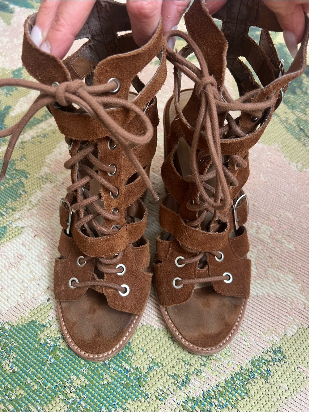Steve Madden Brown Suede Lace-Up Gladiator Heels